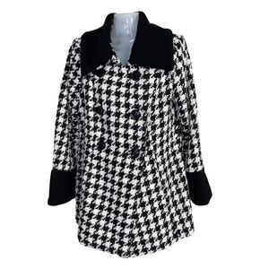 Worthington houndstooth coat black and white large